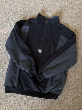 Vintage Raiders by Lee Black & Charcoal Quarter-Zip Fleece Pullover L